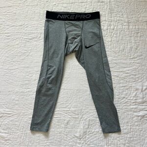 Grey Nike pro compression pants workout tights